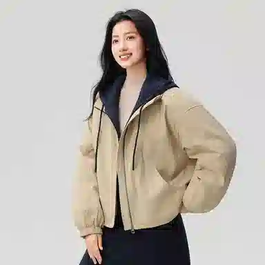 鸭鸭 假两件连帽冬季休闲百搭羽绒服 女款