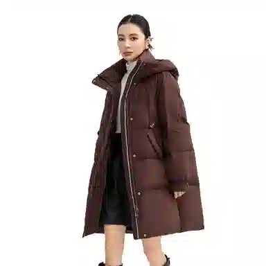 鸭鸭 冬季 中长款连帽韩版时尚百搭加厚保暖羽绒服 女款