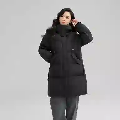 鸭鸭 冬季 中长款连帽韩版时尚百搭加厚保暖羽绒服 女款