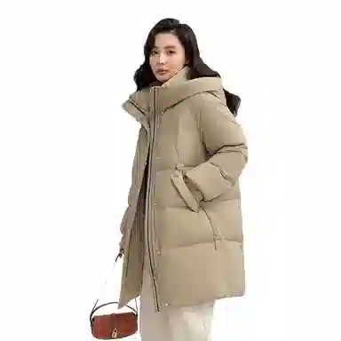 鸭鸭 冬季 中长款连帽韩版时尚百搭加厚保暖羽绒服 女款