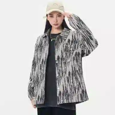 帕丁顿熊 多巴胺扎染小香风复古休闲宽松夹克外套 男女同款