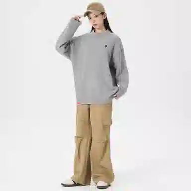 帕丁顿熊 基础款休闲慵懒风小熊胸针纯色宽松保暖加厚针织衫 男女同款