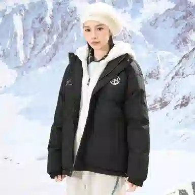 帕丁顿熊 假两件连帽拼接纯色宽松休闲防风面包服防寒保暖加厚棉服 男女同款