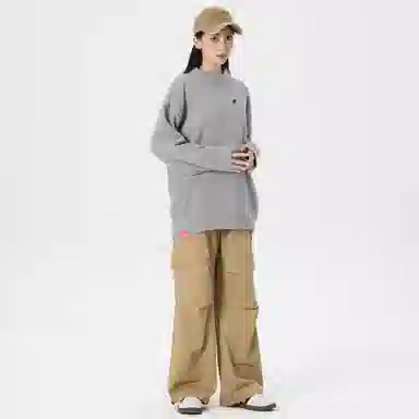 帕丁顿熊 基础款休闲慵懒风小熊胸针纯色宽松保暖加厚针织衫 男女同款