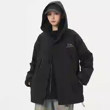 帕丁顿熊 复古高街废土机能风连帽三合一可拆卸内胆防风冲锋夹克外套 男女同款