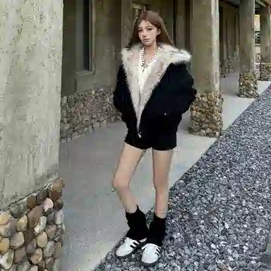 桴生 美式座山雕设计感连帽保暖毛领痞帅宽松加绒加厚舒适通勤百搭工装休闲棉服 男女同款