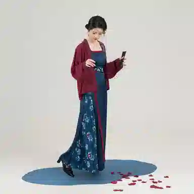 衔长月织造司原创宋制汉服新中式刺绣飞机袖外套抹胸吊带改良旋裙