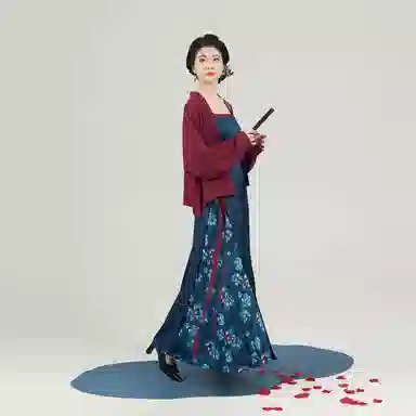 衔长月织造司原创宋制汉服新中式刺绣飞机袖外套抹胸吊带改良旋裙