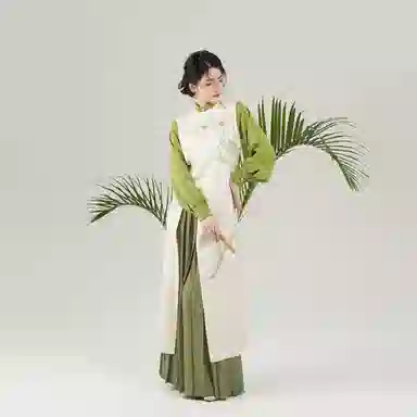 念棠织造司原创新中式改良旗袍高开叉显高显瘦套装百褶裙半身长裙