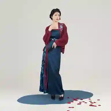 衔长月织造司原创宋制汉服新中式刺绣飞机袖外套抹胸吊带改良旋裙