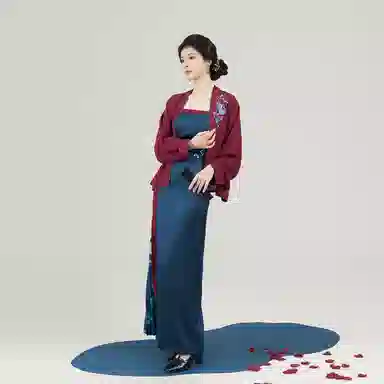 衔长月织造司原创宋制汉服新中式刺绣飞机袖外套抹胸吊带改良旋裙