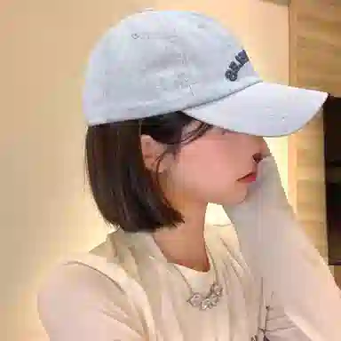 水洗做旧牛仔刺绣宽帽檐显脸小百搭大头围户外防晒遮阳帽 棉与涤纶 鸭舌帽 男女同款情侣款