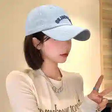 水洗做旧牛仔刺绣宽帽檐显脸小百搭大头围户外防晒遮阳帽 棉与涤纶 鸭舌帽 男女同款情侣款