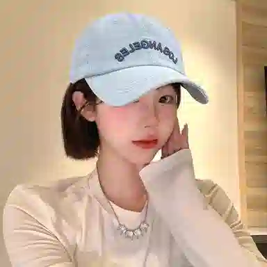 水洗做旧牛仔刺绣宽帽檐显脸小百搭大头围户外防晒遮阳帽 棉与涤纶 鸭舌帽 男女同款情侣款