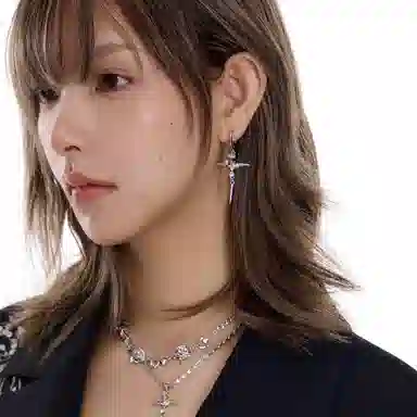 SUMIYAKI Metal Rose Cross Earrings