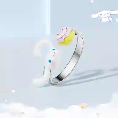 潮色绘 玉桂狗 三丽鸥小众设计开口可调节设计大耳狗联名 铜 戒指 女款