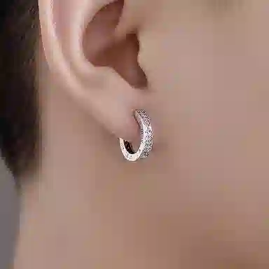 Xuanman Diamond Hoop Earrings S999 Silver