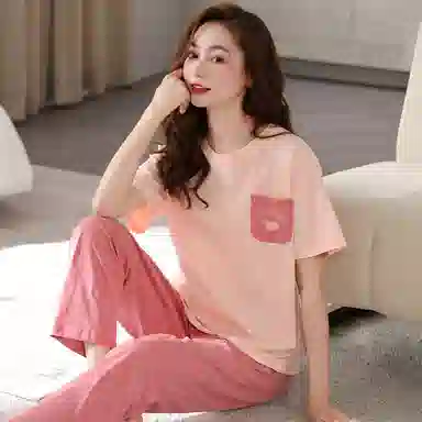 潞优野 短袖长裤薄款时尚舒适可外穿睡衣套装 女款