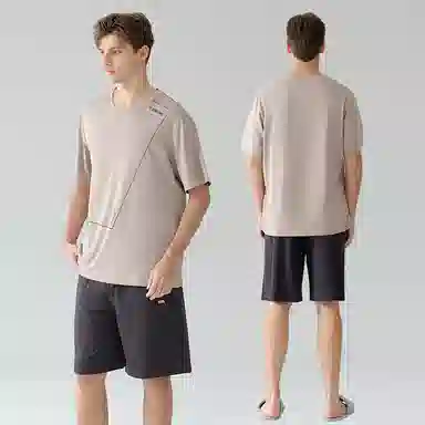 潞优野 圆领短袖舒适亲肤家居服睡衣套装 男款