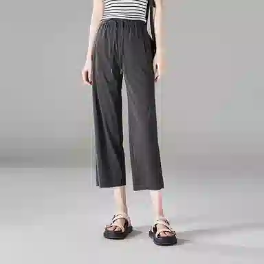 潞优野 松紧腰显瘦宽松通勤休闲裤 女款