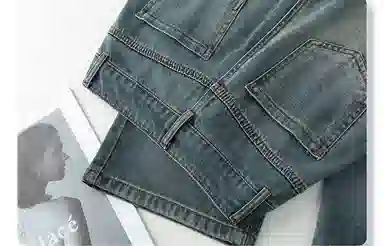 潞优野 小个子宽松高腰直筒裤子牛仔裤 女款 蓝色