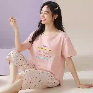 潞优野 凉感带胸垫休闲舒适睡衣套装 女款 粉色