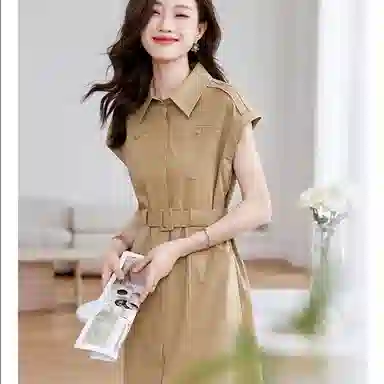 潞优野 知性优雅气质设计感显白短袖连衣裙 女款