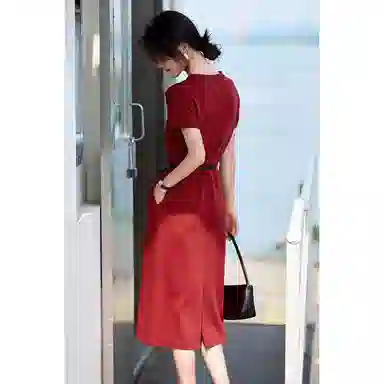 潞优野 时尚舒适百搭短袖连衣裙 女款