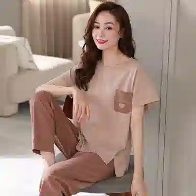 潞优野 短袖长裤薄款时尚舒适可外穿睡衣套装 女款