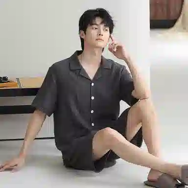 潞优野 双层纱布短袖短裤睡衣套装 男款