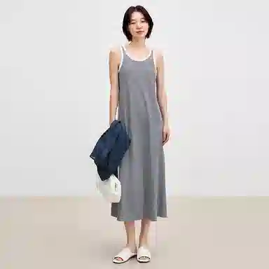 潞优野 条纹针织显瘦无袖连衣裙 女款