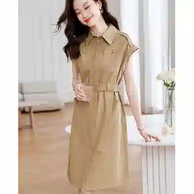 潞优野 知性优雅气质设计感显白短袖连衣裙 女款