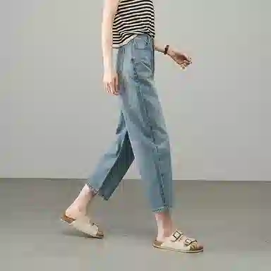 潞优野 宽松薄款百搭九分哈伦牛仔裤 女款