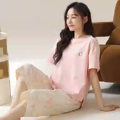 潞优野 凉感带胸垫休闲舒适睡衣套装 女款 粉色