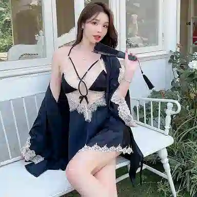 潞优野 镂空蕾丝时尚舒适睡衣套装 女款