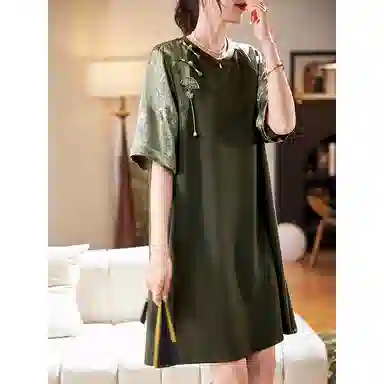 潞优野 时尚舒适简约通勤短袖连衣裙 女款