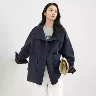 潞优野 时髦宽松小个子外套风衣 女款