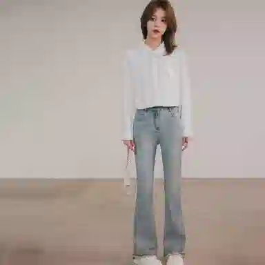 潞优野 纯色休闲百搭长袖衬衫 女款 白色