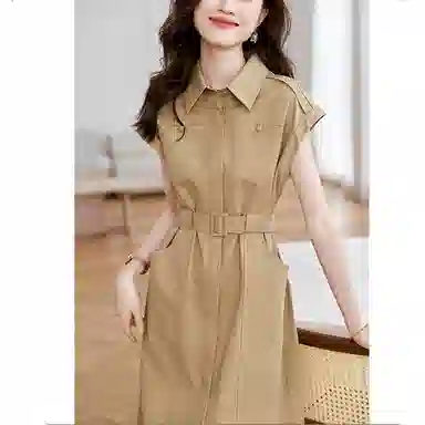 潞优野 知性优雅气质设计感显白短袖连衣裙 女款