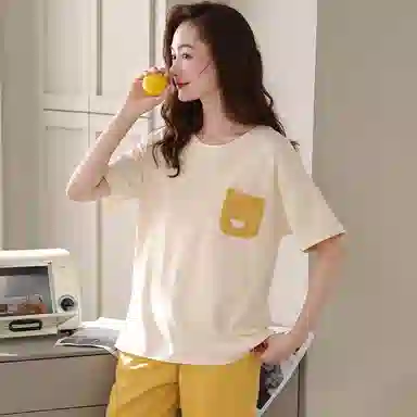 潞优野 短袖长裤薄款时尚舒适可外穿睡衣套装 女款