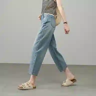 潞优野 宽松薄款百搭九分哈伦牛仔裤 女款