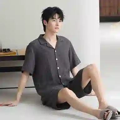 潞优野 双层纱布短袖短裤睡衣套装 男款