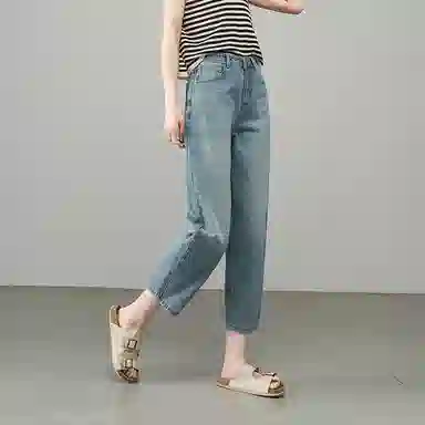 潞优野 宽松薄款百搭九分哈伦牛仔裤 女款