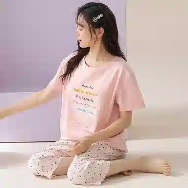 潞优野 凉感带胸垫休闲舒适睡衣套装 女款 粉色