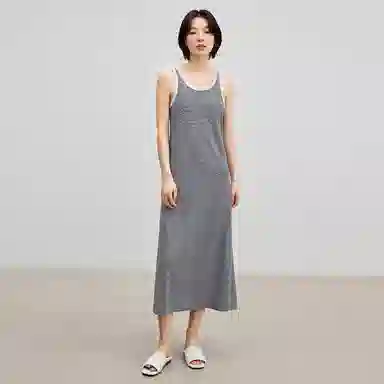 潞优野 条纹针织显瘦无袖连衣裙 女款