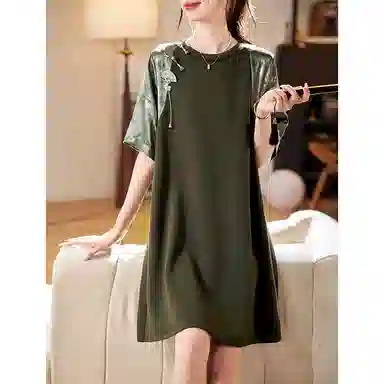 潞优野 时尚舒适简约通勤短袖连衣裙 女款