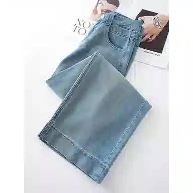 潞优野 宽松显瘦直筒牛仔裤 女款 蓝色