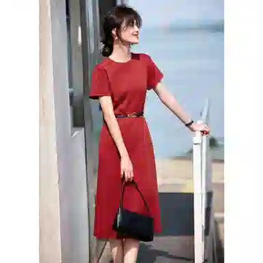 潞优野 时尚舒适百搭短袖连衣裙 女款