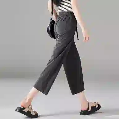 潞优野 松紧腰显瘦宽松通勤休闲裤 女款