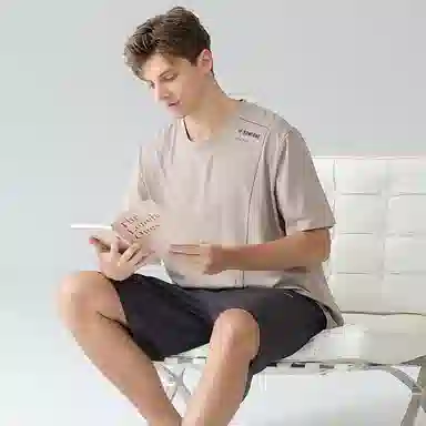 潞优野 圆领短袖舒适亲肤家居服睡衣套装 男款